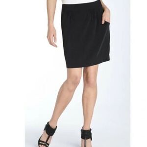 NWT Theory Dabney Stretch Silk Blend Pleated Waist Black Mini Skirt Size: 6